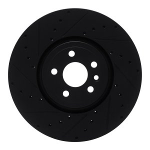 Jaguar F-Pace Brake Rotor (1) - Front Left - R1 Concepts - Drilled & Slotted - Black - `17-`20